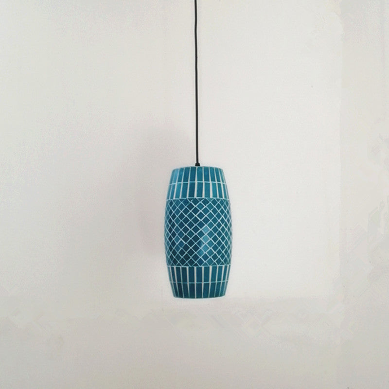Zeitgenössische Küstenglas Zylinder Mosaik 1/2 Licht Pendelleuchte für Esszimmer 