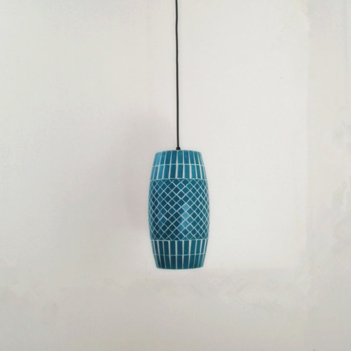 Zeitgenössische Küstenglas Zylinder Mosaik 1/2 Licht Pendelleuchte für Esszimmer 