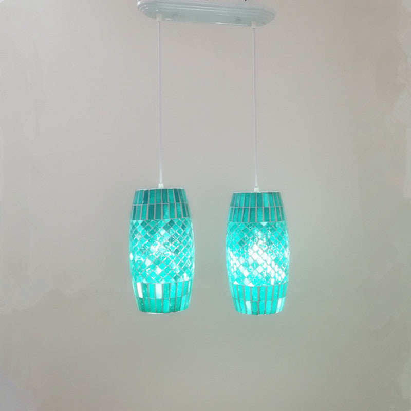Zeitgenössische Küstenglas Zylinder Mosaik 1/2 Licht Pendelleuchte für Esszimmer 