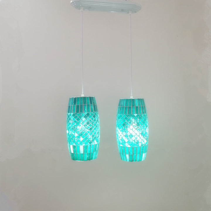 Zeitgenössische Küstenglas Zylinder Mosaik 1/2 Licht Pendelleuchte für Esszimmer 