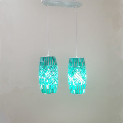 Zeitgenössische Küstenglas Zylinder Mosaik 1/2 Licht Pendelleuchte für Esszimmer 