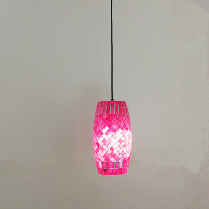 Zeitgenössische Küstenglas Zylinder Mosaik 1/2 Licht Pendelleuchte für Esszimmer 