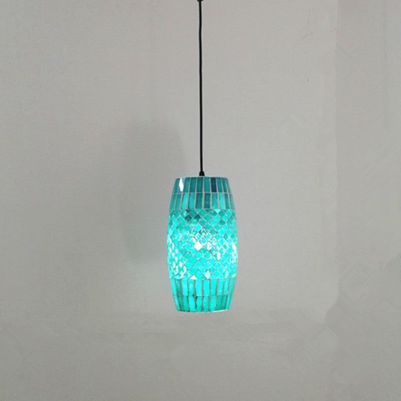 Zeitgenössische Küstenglas Zylinder Mosaik 1/2 Licht Pendelleuchte für Esszimmer 