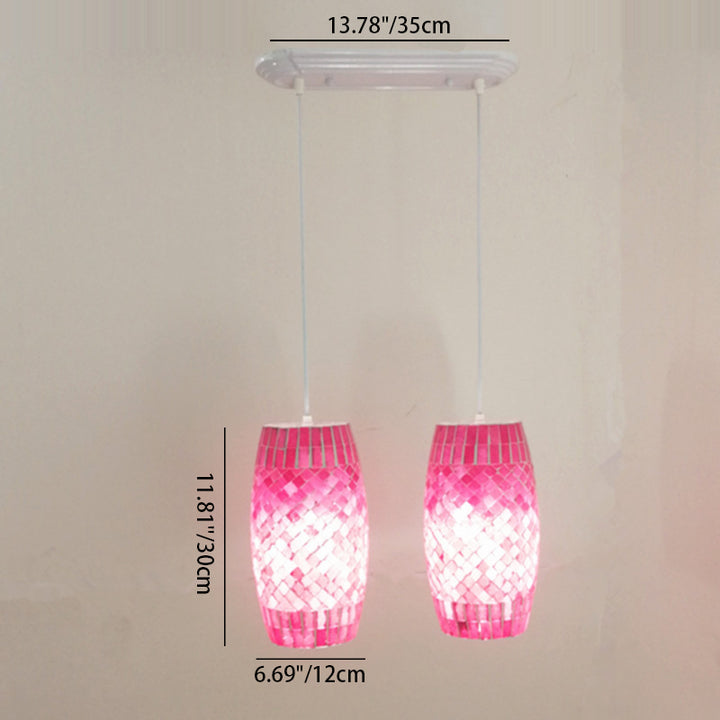 Zeitgenössische Küstenglas Zylinder Mosaik 1/2 Licht Pendelleuchte für Esszimmer 