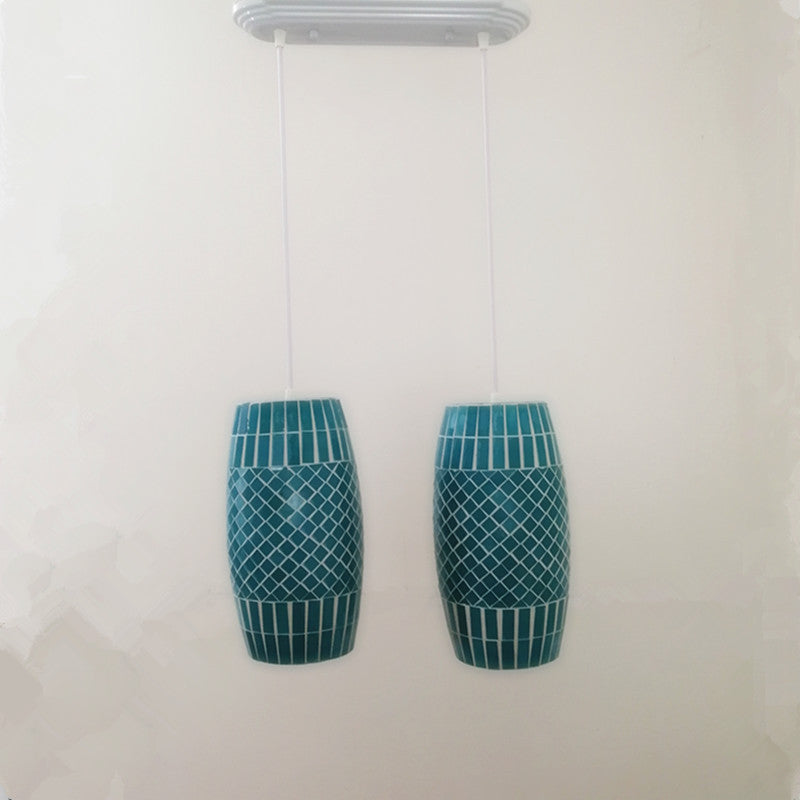 Zeitgenössische Küstenglas Zylinder Mosaik 1/2 Licht Pendelleuchte für Esszimmer 