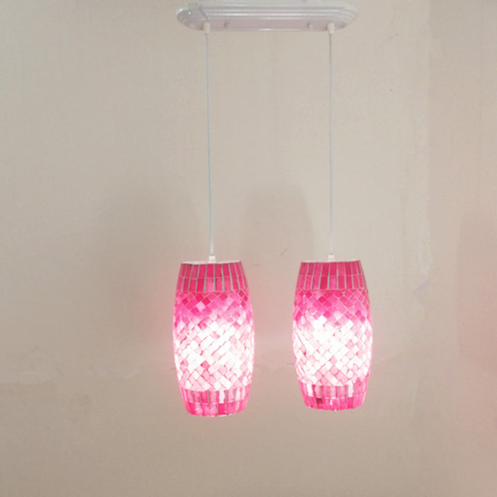 Zeitgenössische Küstenglas Zylinder Mosaik 1/2 Licht Pendelleuchte für Esszimmer 