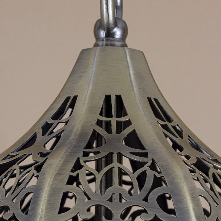 Lanterne contemporaine rétro en fer creusé rhombique sculpté 1 lumière pour salle à manger 