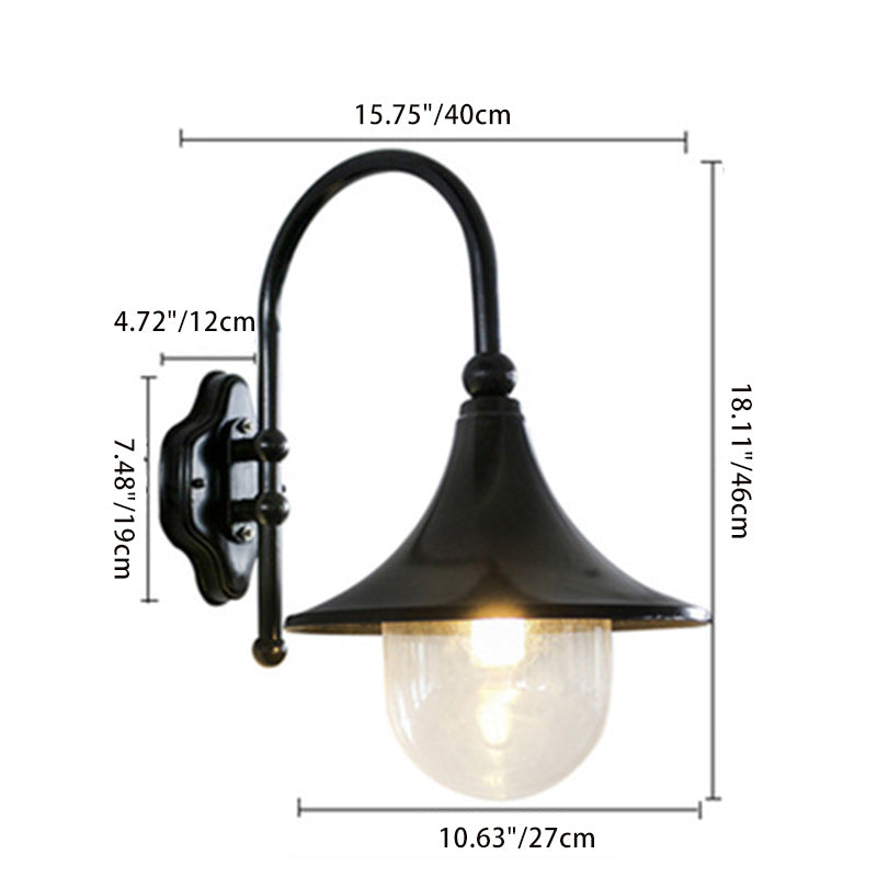 Zeitgenössische industrielle wasserdichte Aluminium-PVC-Kegel-Horn 1-Licht-Wandleuchte für Außenpatio 