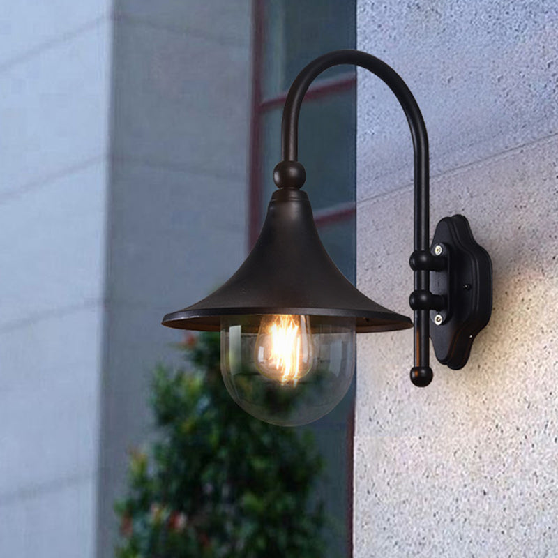 Zeitgenössische industrielle wasserdichte Aluminium-PVC-Kegel-Horn 1-Licht-Wandleuchte für Außenpatio 