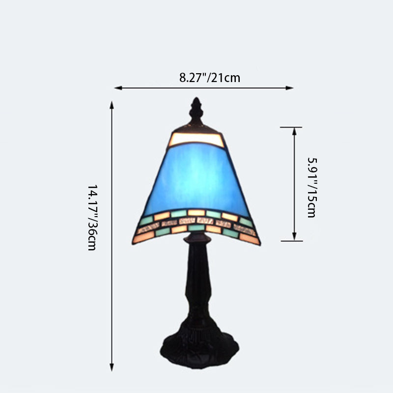 Lampe de table contemporaine en résine de verre côtière trapézoïdale à 1 lumière pour chevet 
