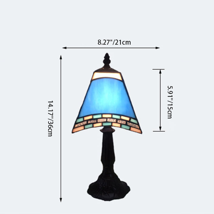 Lampe de table contemporaine en résine de verre côtière trapézoïdale à 1 lumière pour chevet 