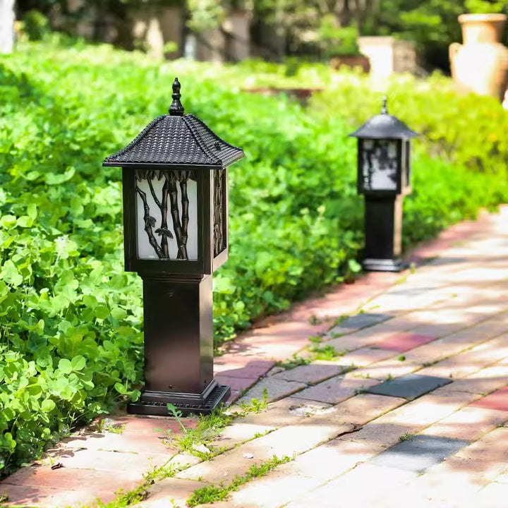 Traditionelle europäische Solar-wasserdichte Aluminiumzylinder-Bambus-1-Licht-Landschaftsbeleuchtung Außenleuchte für den Garten 