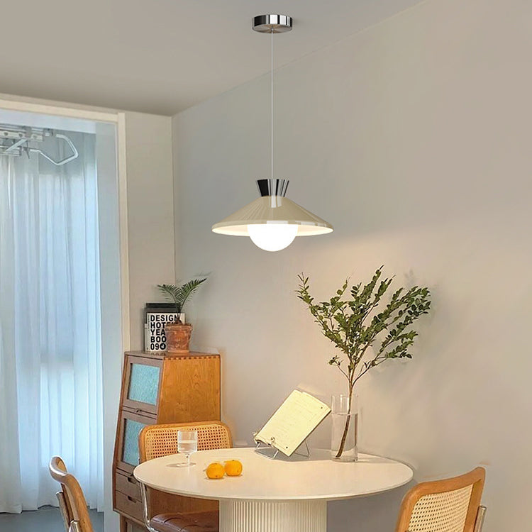 Lustre à LED conique en verre et fer scandinave contemporain avec bras oscillant pour salle à manger 