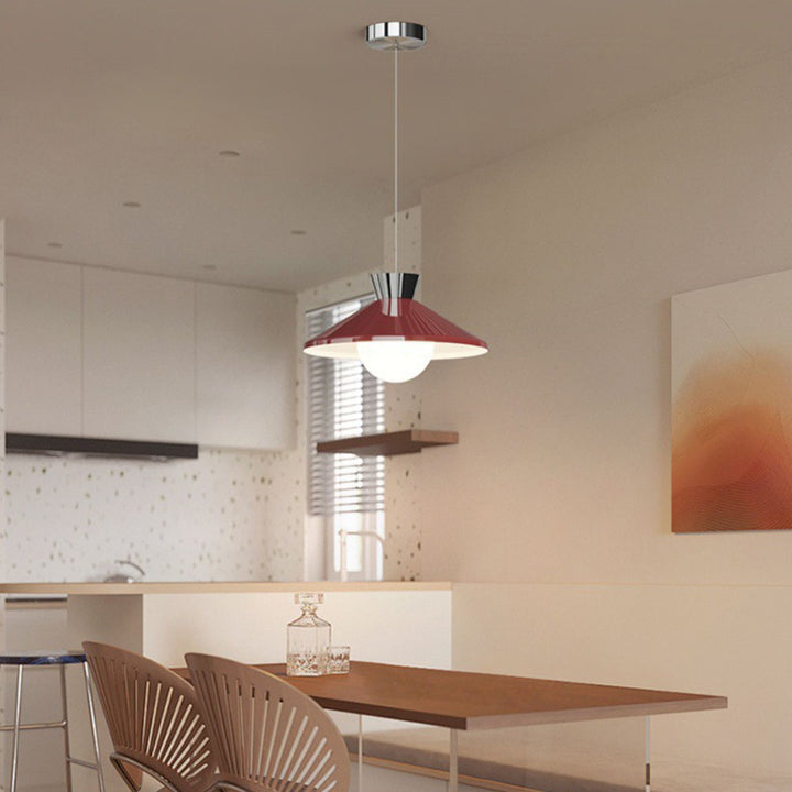 Lustre à LED conique en verre et fer scandinave contemporain avec bras oscillant pour salle à manger 