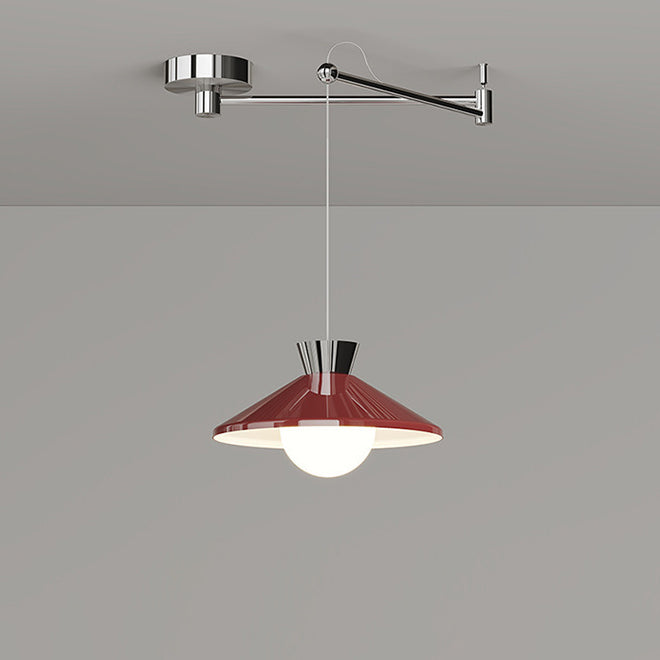 Lustre à LED conique en verre et fer scandinave contemporain avec bras oscillant pour salle à manger 
