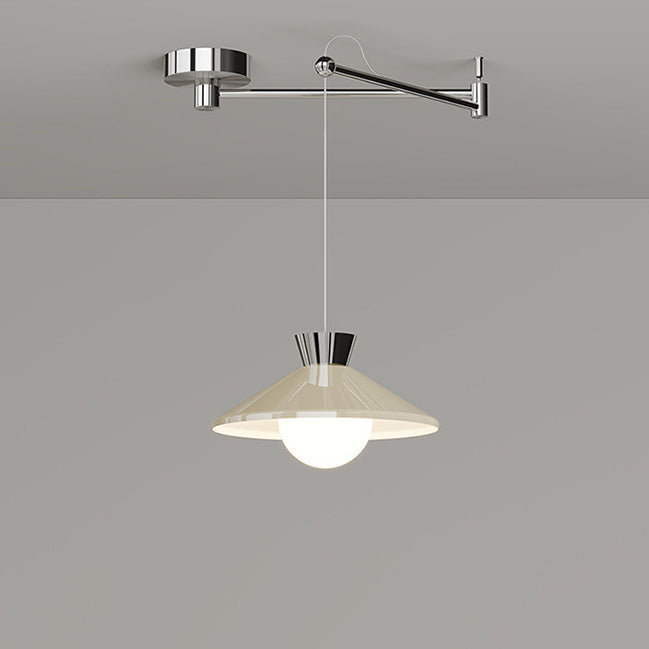 Lustre à LED conique en verre et fer scandinave contemporain avec bras oscillant pour salle à manger 