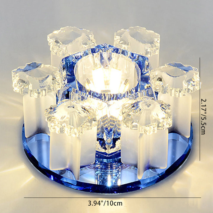 Luz de Techo LED de Montaje Empotrado Redonda de Cristal Moderno con Flor para Pasillo 