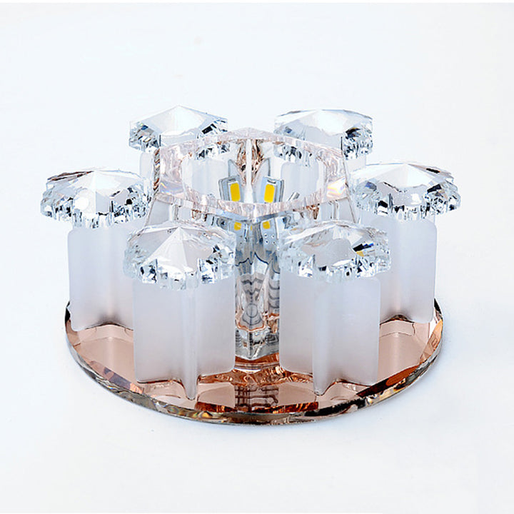 Luz de Techo LED de Montaje Empotrado Redonda de Cristal Moderno con Flor para Pasillo 