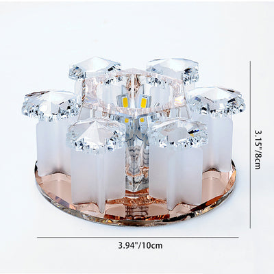 Modern Luxury Crystal Round Flower LED Flush Mount Ceiling Light For Hallway