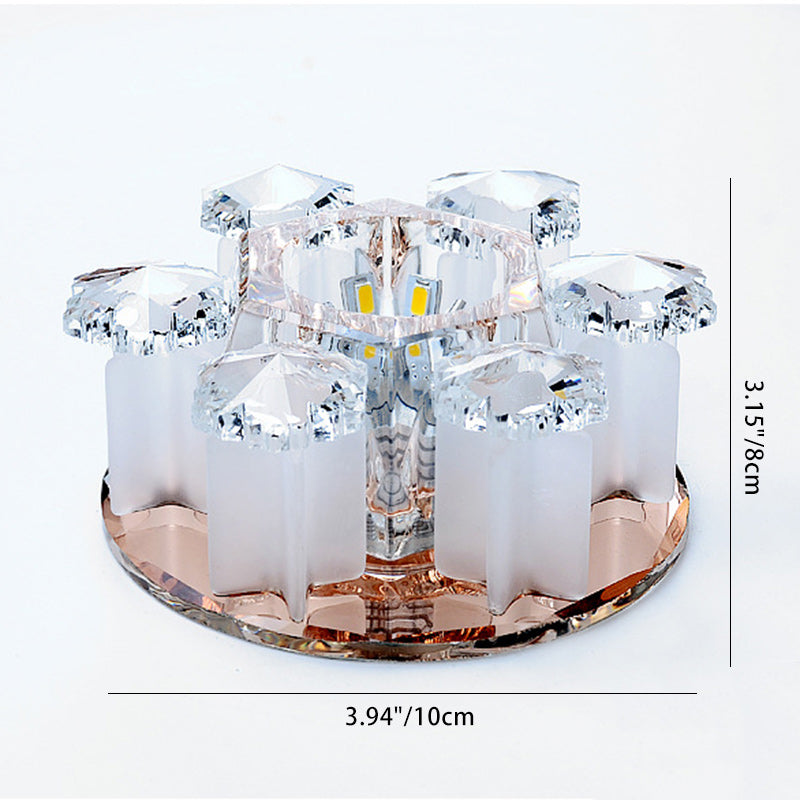 Modern Luxury Crystal Round Flower LED Flush Mount Ceiling Light For Hallway