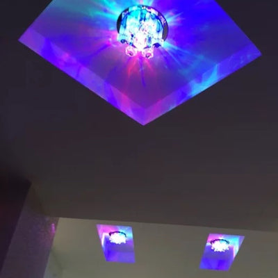 Modern Luxury Crystal Round Flower LED Flush Mount Ceiling Light For Hallway