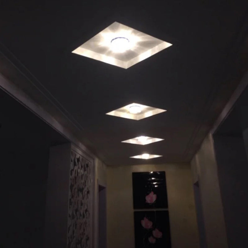 Luz de Techo LED de Montaje Empotrado Redonda de Cristal Moderno con Flor para Pasillo 