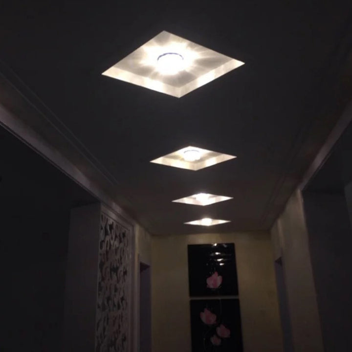 Luz de Techo LED de Montaje Empotrado Redonda de Cristal Moderno con Flor para Pasillo 
