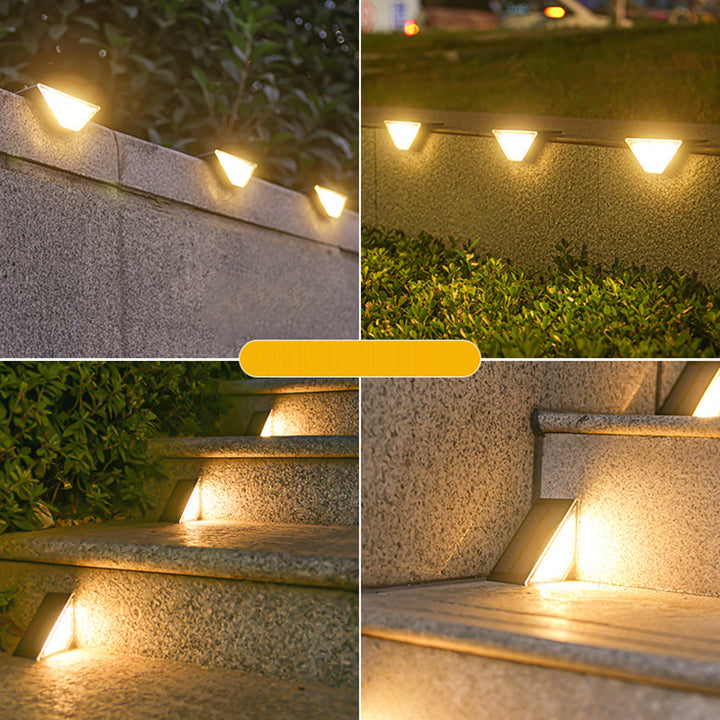 Éclairage paysager à LED triangulaire en ABS PS solaire étanche à la simplicité moderne pour lumière extérieure de patio extérieur 