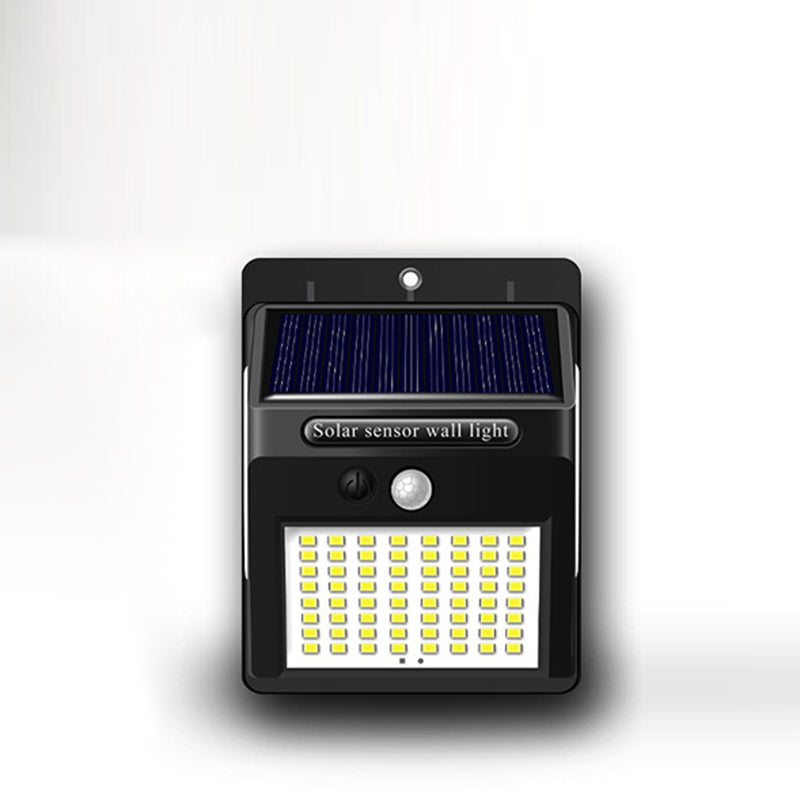 مصباح جداري LED مستطيل من ABS مع مستشعر حركة مقاوم للماء بالطاقة الشمسية بتصميم بسيط وحديث للفناء الخارجي 