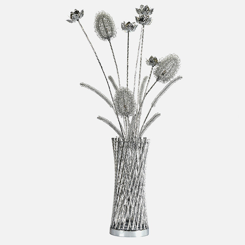 Modern Art Deco Aluminum Wire Weaving Vase LED Standing Floor Lamp For Living Room