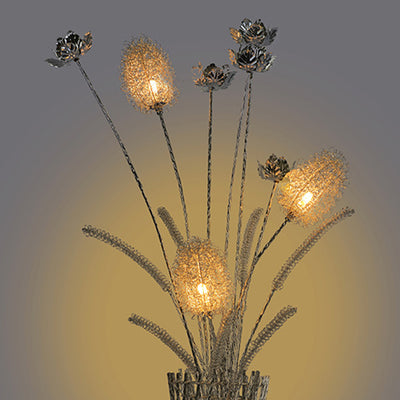 Modern Art Deco Aluminum Wire Weaving Vase LED Standing Floor Lamp For Living Room