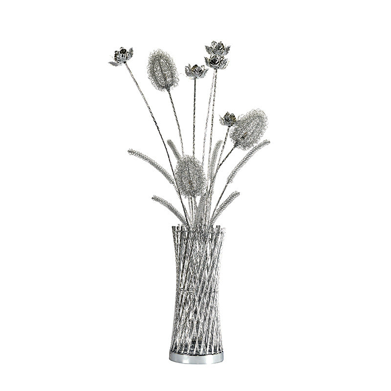 Modern Art Deco Aluminum Wire Weaving Vase LED Standing Floor Lamp For Living Room