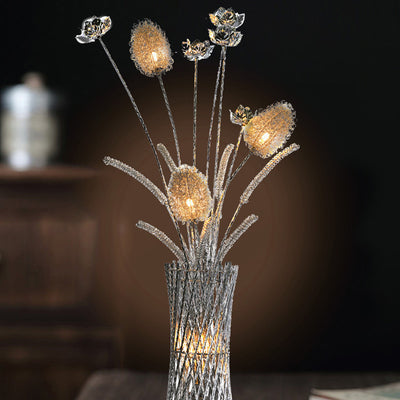 Modern Art Deco Aluminum Wire Weaving Vase LED Standing Floor Lamp For Living Room