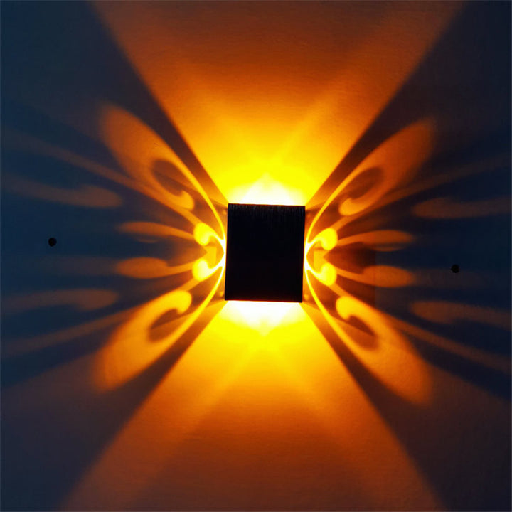 Moderne Einfachheit Aluminium Cube Schmetterling LED Wandleuchte Lampe für Flur 