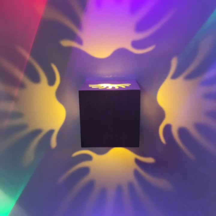 Zeitgenössische kreative Aluminium Palm vier Seiten aus Licht Cube LED Wandleuchte Lampe für Flur 