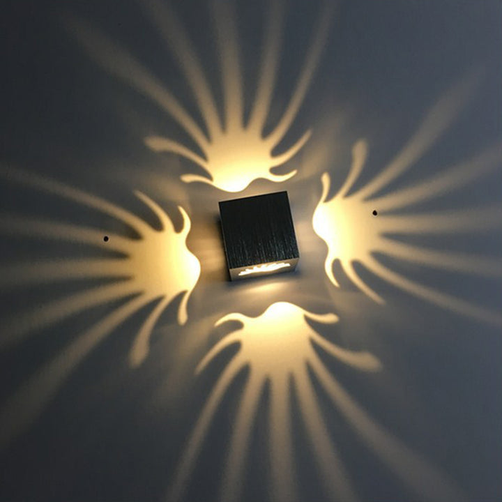 Zeitgenössische kreative Aluminium Palm vier Seiten aus Licht Cube LED Wandleuchte Lampe für Flur 