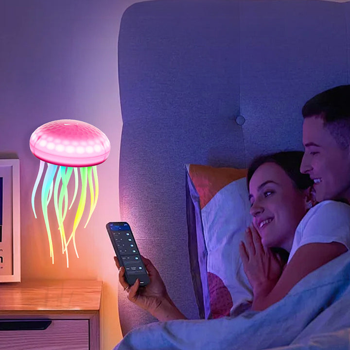 Lampe murale LED contemporaine en PVC à silice créative rechargeable avec méduse suspendue pour la natation, veilleuse pour le chevet 