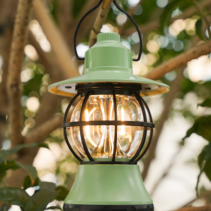 Zeitgenössische Retro wasserdichte wiederaufladbare/Batterie ABS PS PP Stahl Laterne hängen LED Tischlampe Außenleuchte für den Garten 