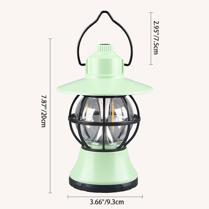 Zeitgenössische Retro wasserdichte wiederaufladbare/Batterie ABS PS PP Stahl Laterne hängen LED Tischlampe Außenleuchte für den Garten 