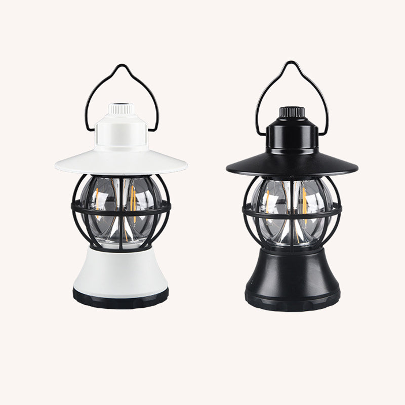 Zeitgenössische Retro wasserdichte wiederaufladbare/Batterie ABS PS PP Stahl Laterne hängen LED Tischlampe Außenleuchte für den Garten 