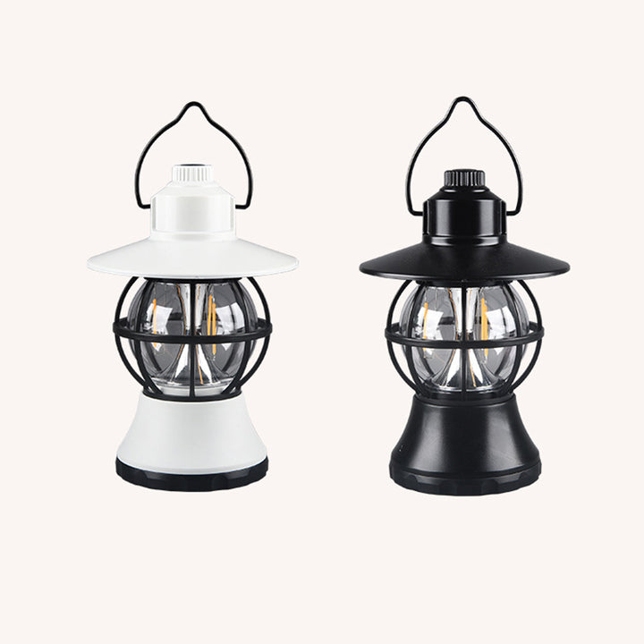 Zeitgenössische Retro wasserdichte wiederaufladbare/Batterie ABS PS PP Stahl Laterne hängen LED Tischlampe Außenleuchte für den Garten 