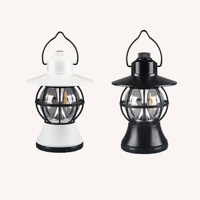 مصباح طاولة LED معلق من الفانوس مصنوع من ABS PS PP فولاذ مقاوم للماء قابل للشحن/بطارية بأسلوب رجعي معاصر للإضاءة الخارجية للحديقة 