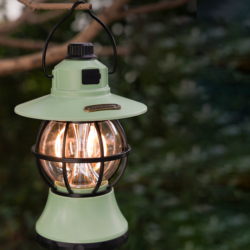 Zeitgenössische Retro wasserdichte wiederaufladbare/Batterie ABS PS PP Stahl Laterne hängen LED Tischlampe Außenleuchte für den Garten 
