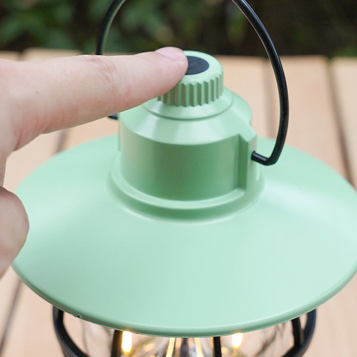 Zeitgenössische Retro wasserdichte wiederaufladbare/Batterie ABS PS PP Stahl Laterne hängen LED Tischlampe Außenleuchte für den Garten 