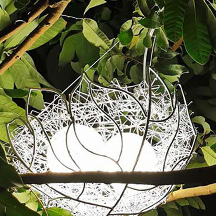 Moderno Arte Deco Solar Impermeable Nido de Pájaro de Aluminio Huevo LED Iluminación de Paisaje Luz Exterior para Jardín 