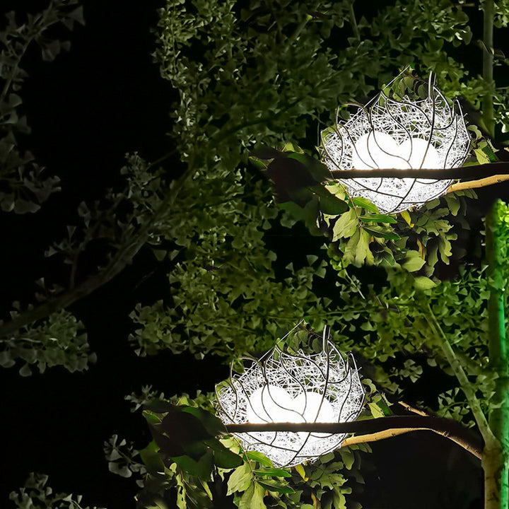 Moderno Arte Deco Solar Impermeable Nido de Pájaro de Aluminio Huevo LED Iluminación de Paisaje Luz Exterior para Jardín 