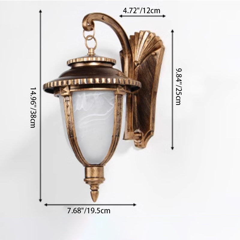 Lanterne de voiture en verre en aluminium étanche traditionnelle européenne à 1 lumière pour patio extérieur 