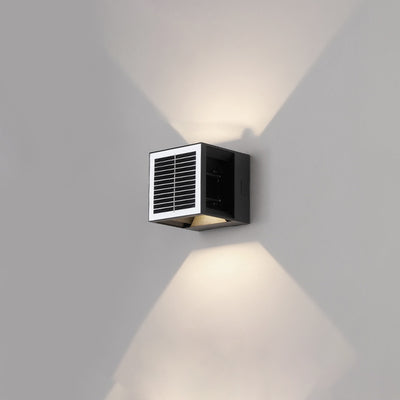 Applique Murale LED Cube en Aluminium ABS Étanche Solaire Minimaliste Moderne pour Patio Extérieur 