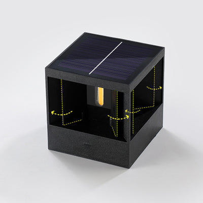 Applique Murale LED Cube en Aluminium ABS Étanche Solaire Minimaliste Moderne pour Patio Extérieur 