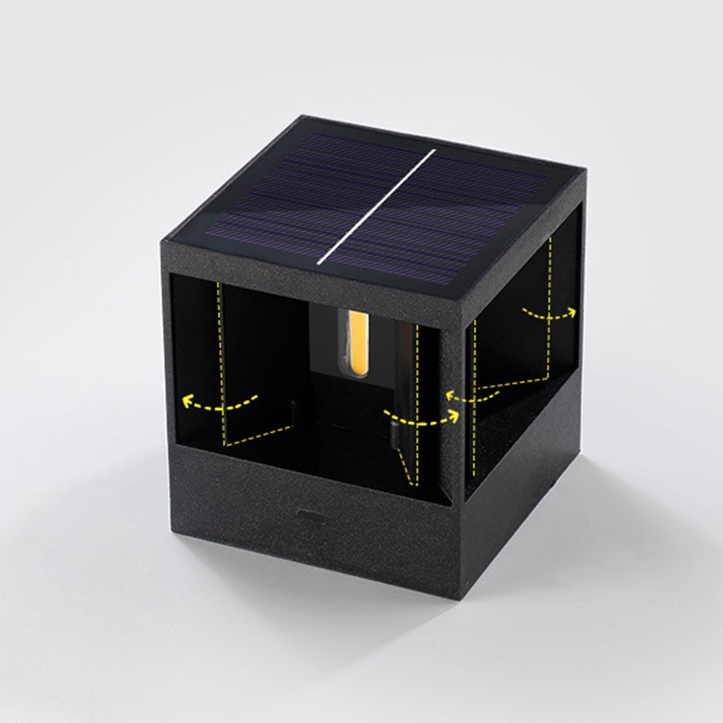 Applique Murale LED Cube en Aluminium ABS Étanche Solaire Minimaliste Moderne pour Patio Extérieur 